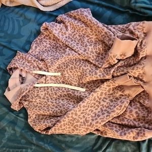 Purple leopard print pullover hoodie